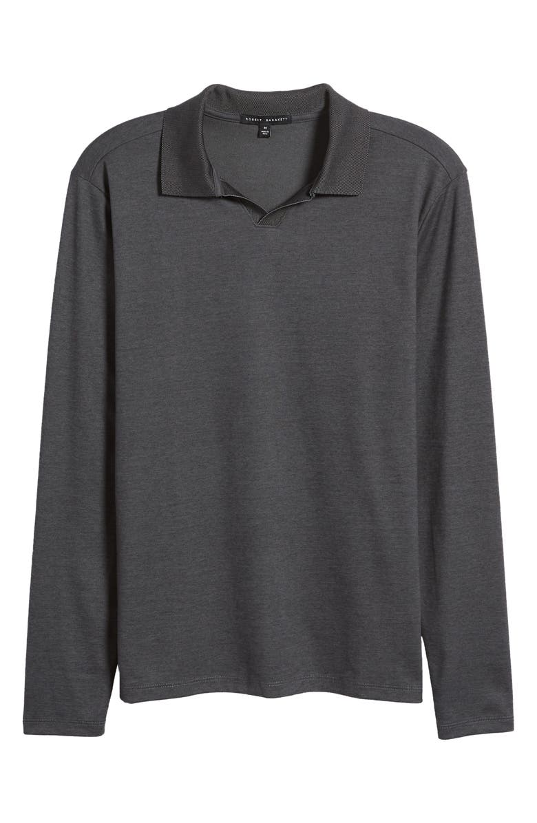 Robert Barakett Adison Long Sleeve Johnny Collar Polo, Alternate, color, Charcoal