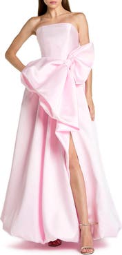 Mac Duggal Mikado Strapless Bubble Hem Ballgown With Bow