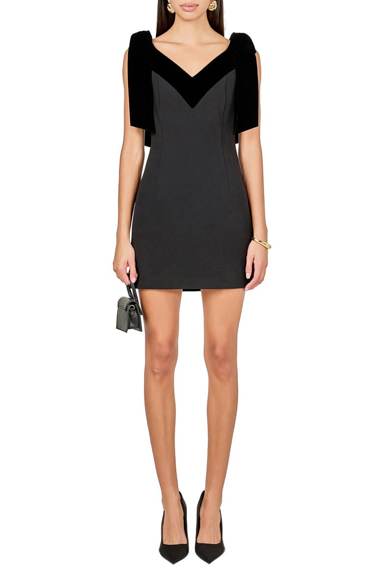 Velvet Trim Minidress, Main, color, BLACK