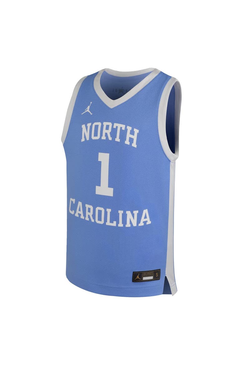 Youth Jordan Brand Carolina Blue North Carolina Tar Heels Replica Basketball Jersey, Alternate, color, Light Blue