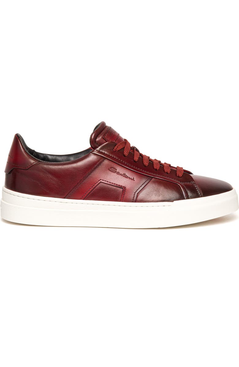 Santoni Burnished Colorblock Sneaker, Alternate, color, Dark Red