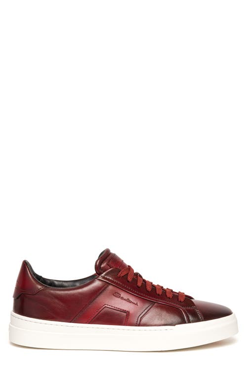 Santoni Burnished Colorblock Sneaker In Dark Red