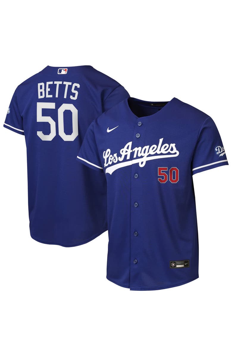 Nike Youth Nike Mookie Betts Royal Los Angeles Dodgers Alternate Stadium Jersey, Main, color, Royal