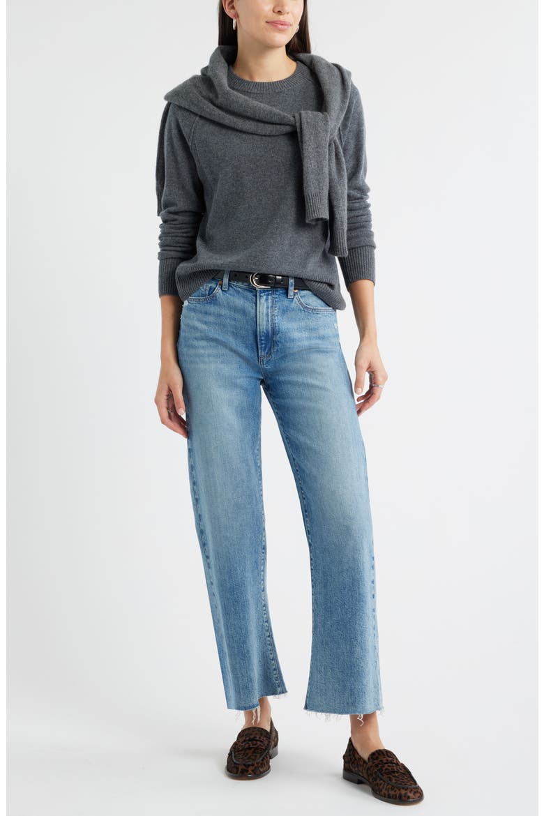 Raglan Sleeve Wool & Cashmere Sweater, Alternate, color, GREY DARK HEATHER