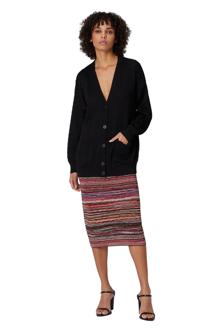 Tonal Chevron Oversized Cardigan, Main, color, Black