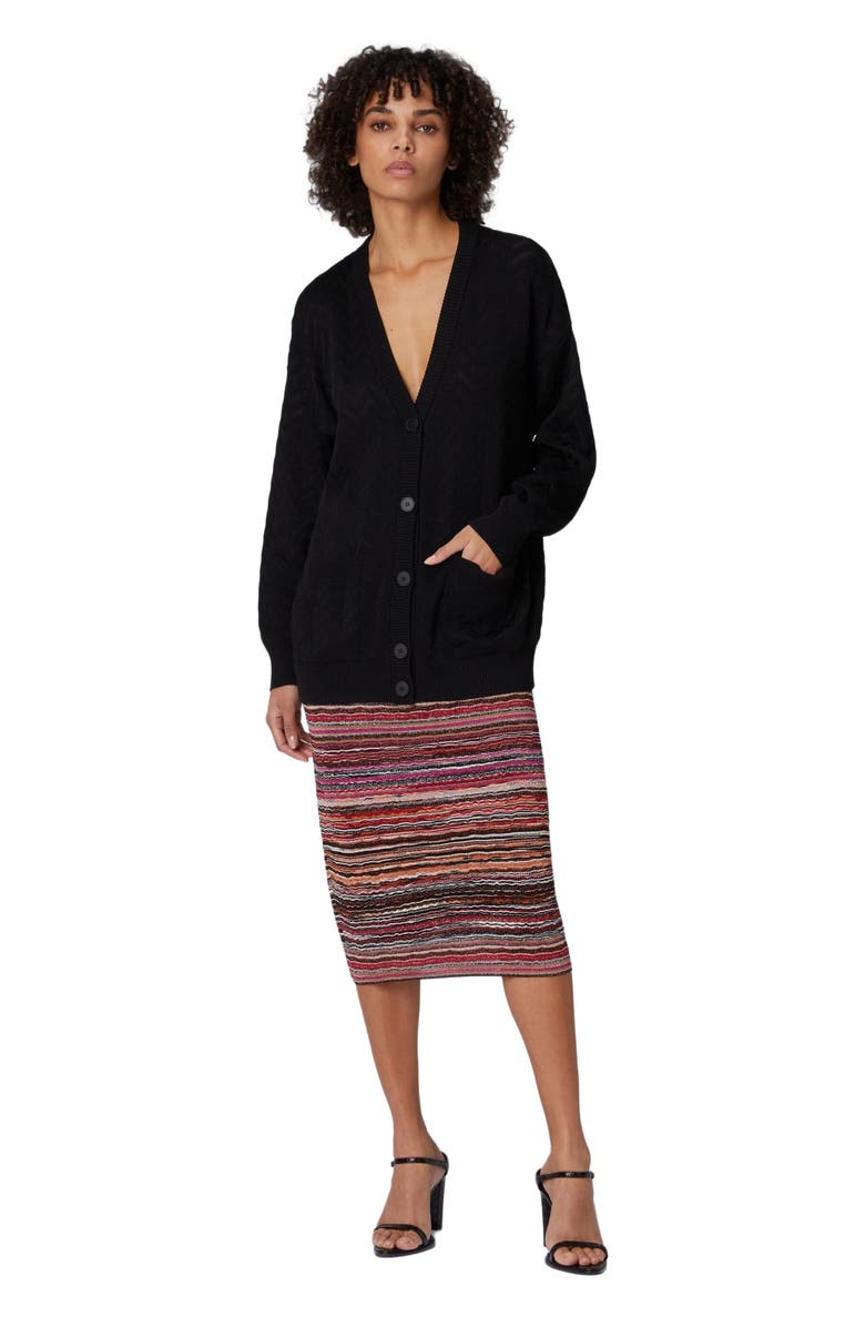 Missoni Tonal Chevron Oversized Cardigan, Main, color, Black