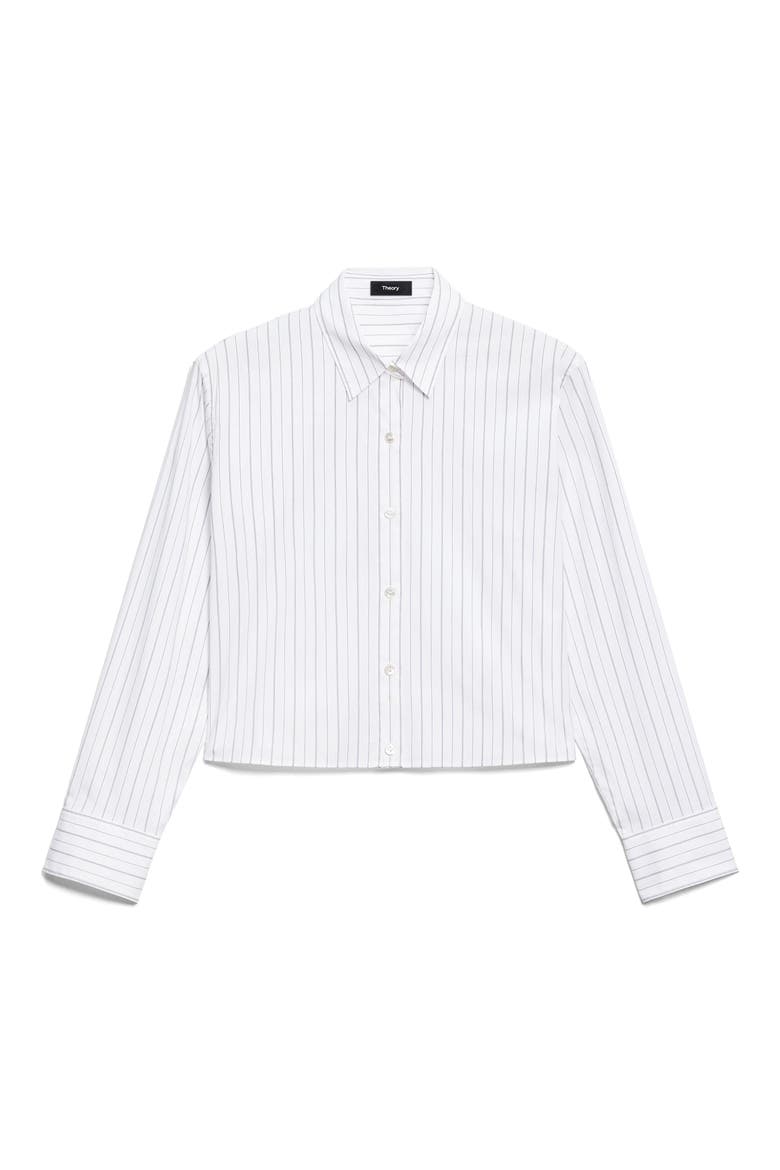 Side Tab Crop Button-Up Shirt, Alternate, color, BLACK MULTI