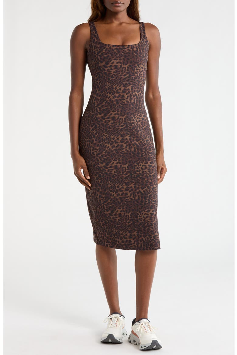 Leopard Print Midi Dress, Main, color, CARIBOU LEOPARD