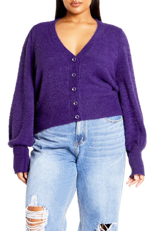 City Chic Marnie Cardigan In Purple