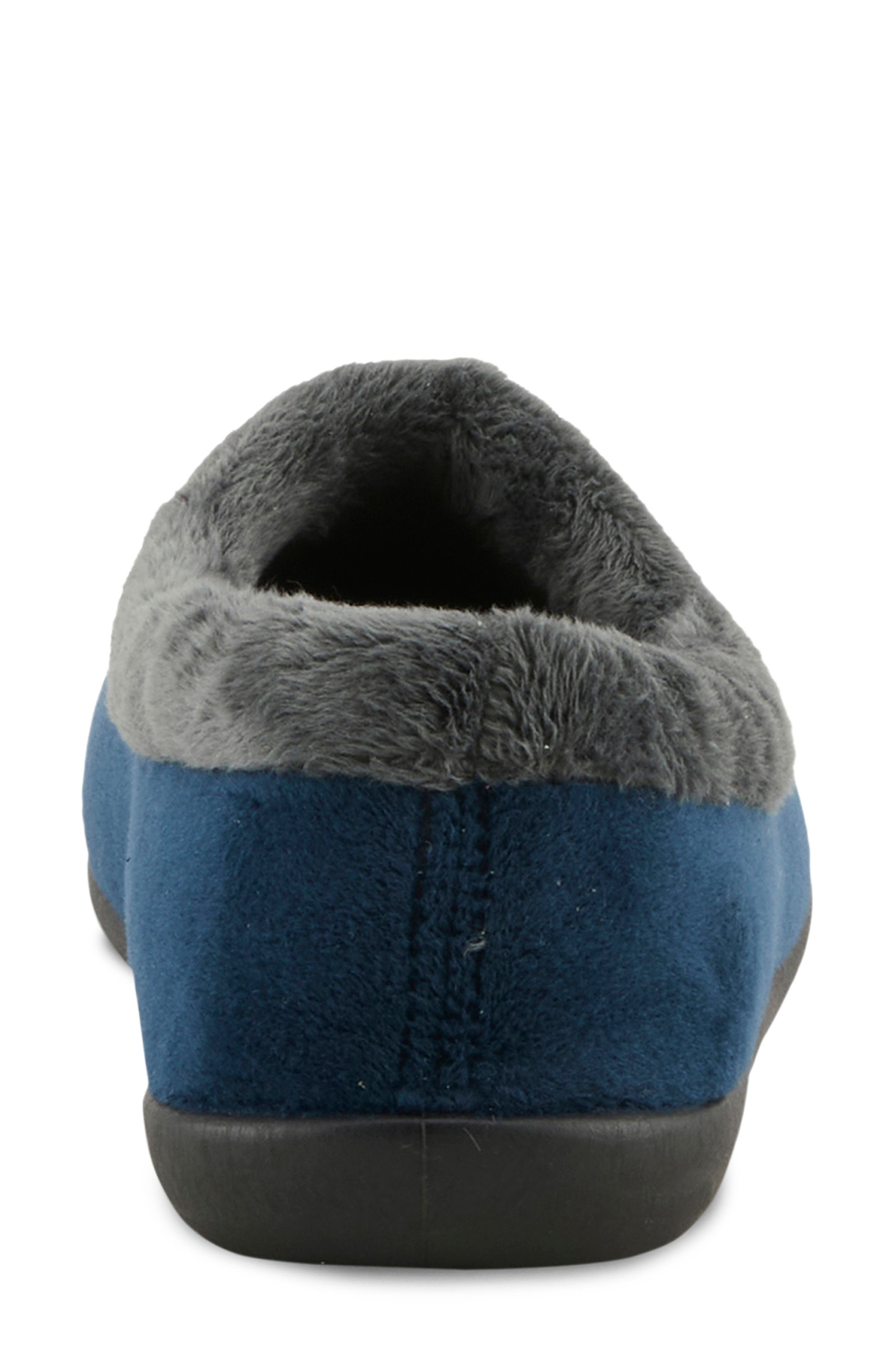 Flexus by Spring Step Amalie Faux Fur Slipper, Alternate, color, Navy Multi