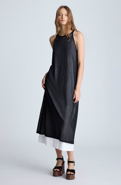 Kenneth Cole Sheer Layer Midi Dress In Black