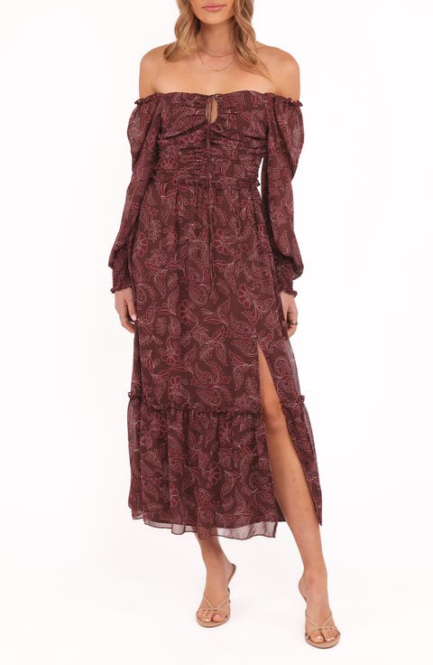 Keziah Long Sleeve Off the Shoulder Dress