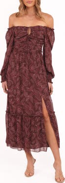 Petal & Pup Keziah Long Sleeve Off the Shoulder Dress