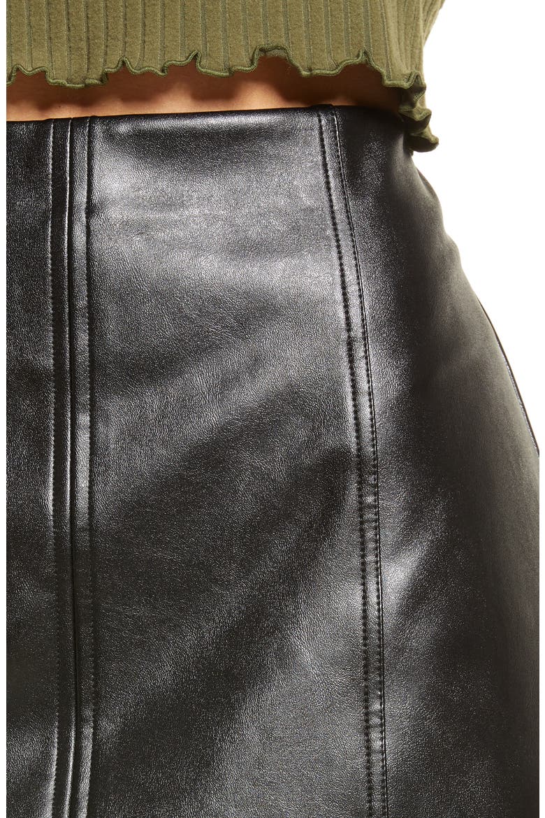 Faux Leather Miniskirt, Alternate, color, BLACK
