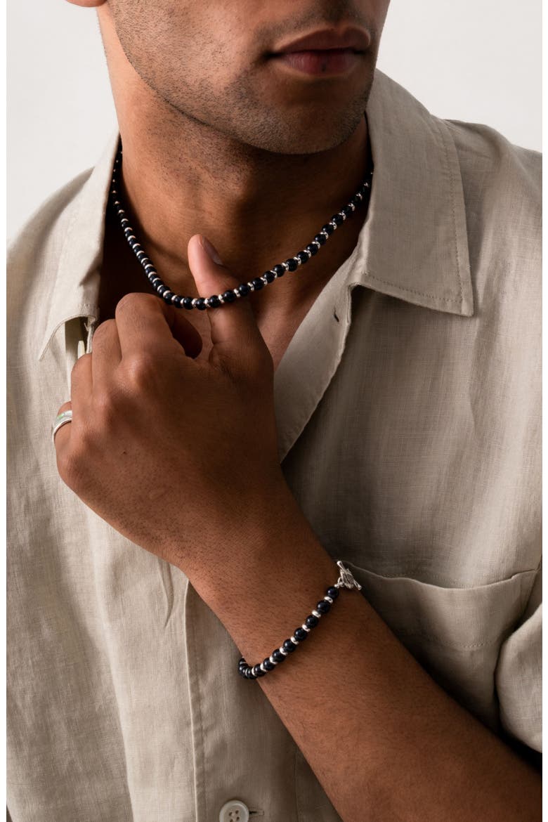 Men's  Pearl Halo Bracelet, Alternate, color, Black
