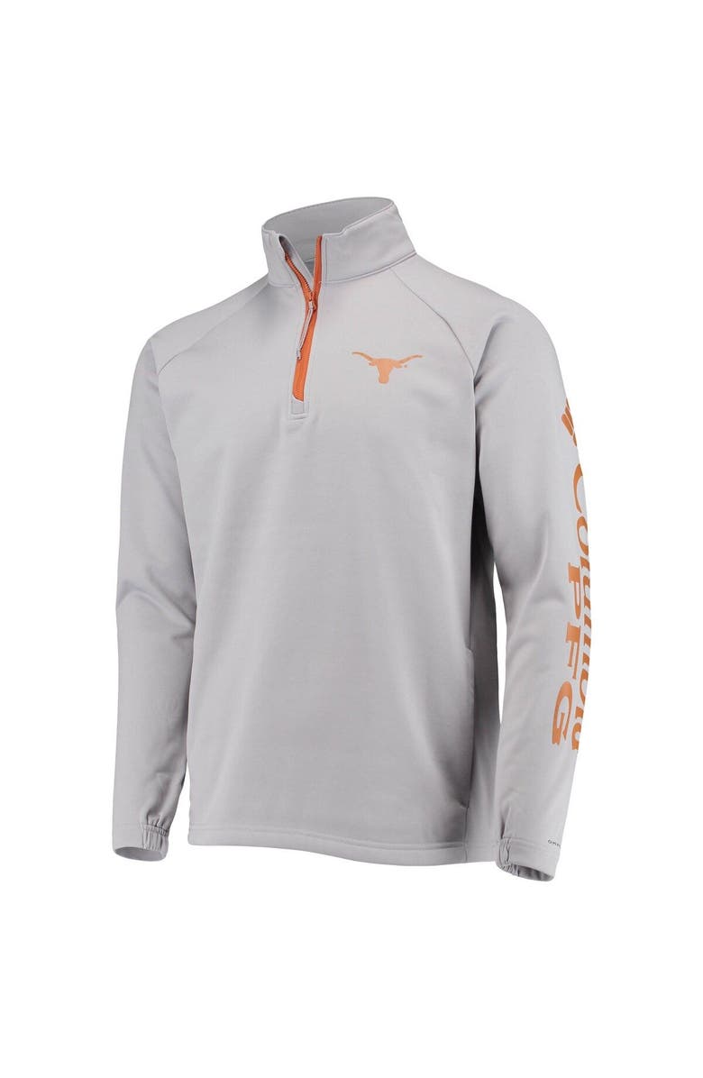 Columbia Men's Columbia Gray Texas Longhorns Terminal Tackle Fleece Raglan Omni-Shade Quarter-Zip Jacket, Alternate, color, 