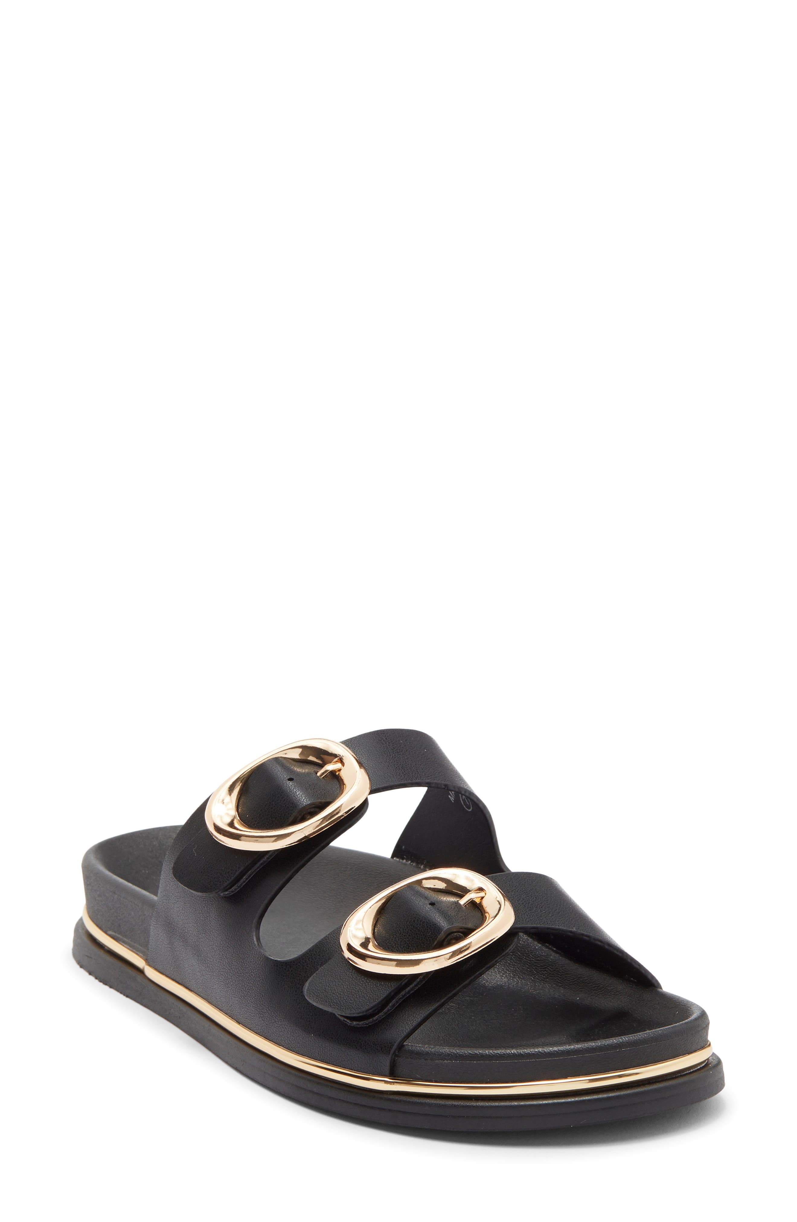 TOP MODA Maven Slide Sandal, Main, color, Black Pu