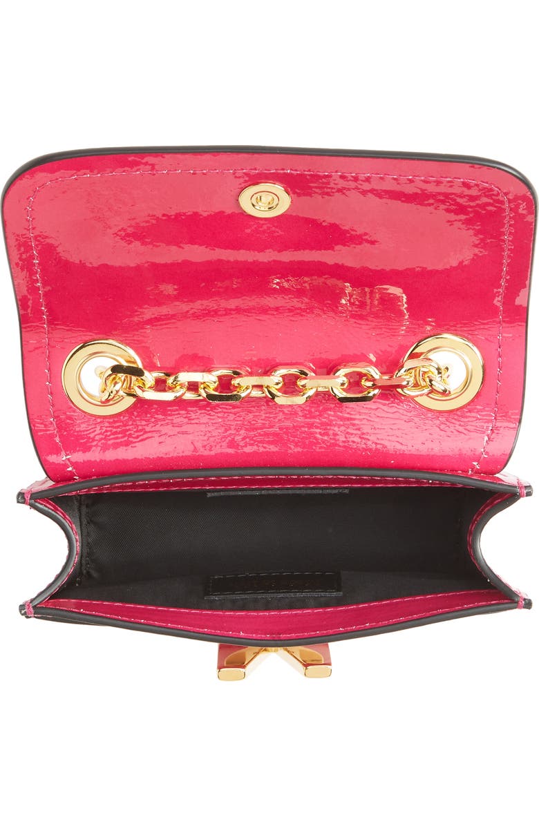 Moschino Mini M Logo Patent Leather Shoulder Bag, Alternate, color,