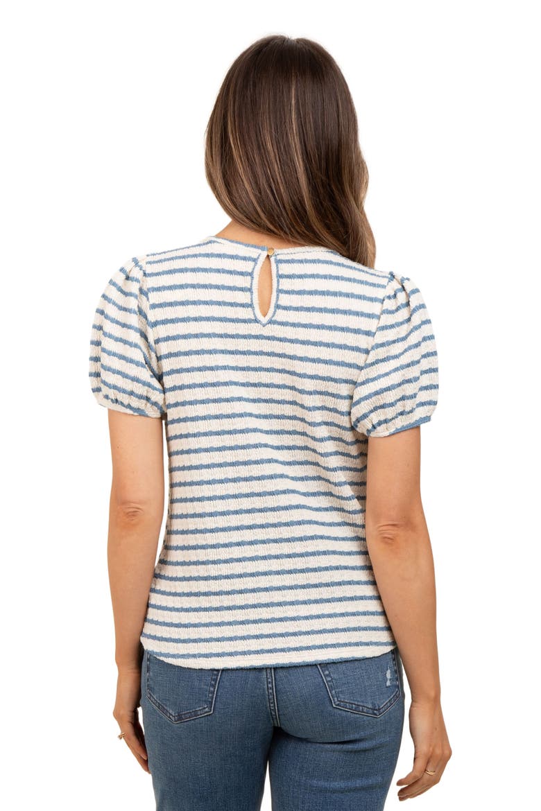 Striped Textured Puff Sleeve Top, Alternate, color, Light Blue