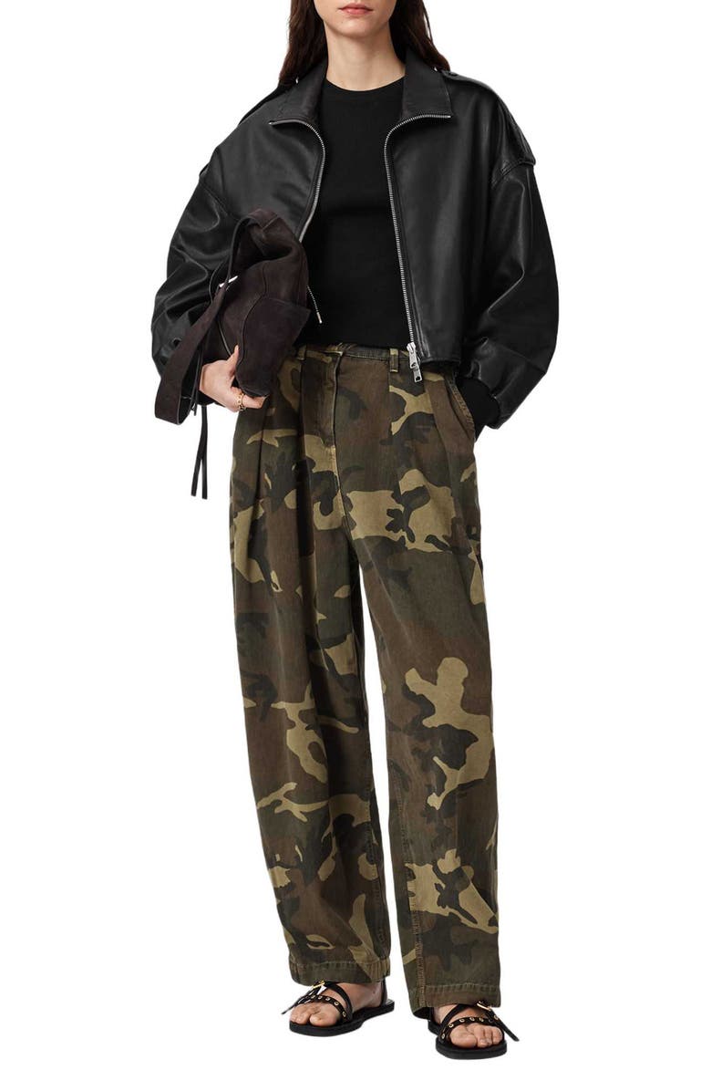 AllSaints Becca Camo Denim Pants, Alternate, color, Camo Green