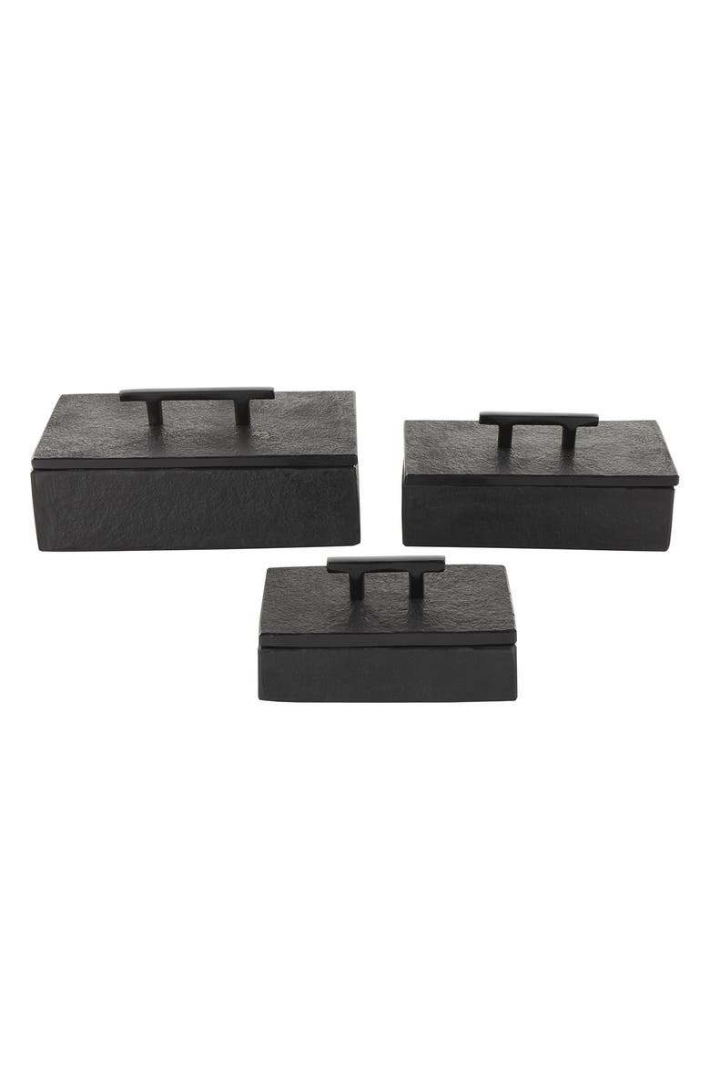 UMA Contemporary Set of 2 Decorative Marble Boxes, Main, color, Black