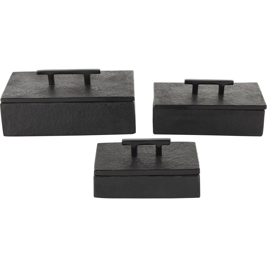 Uma Contemporary Set Of 2 Decorative Marble Boxes In Black