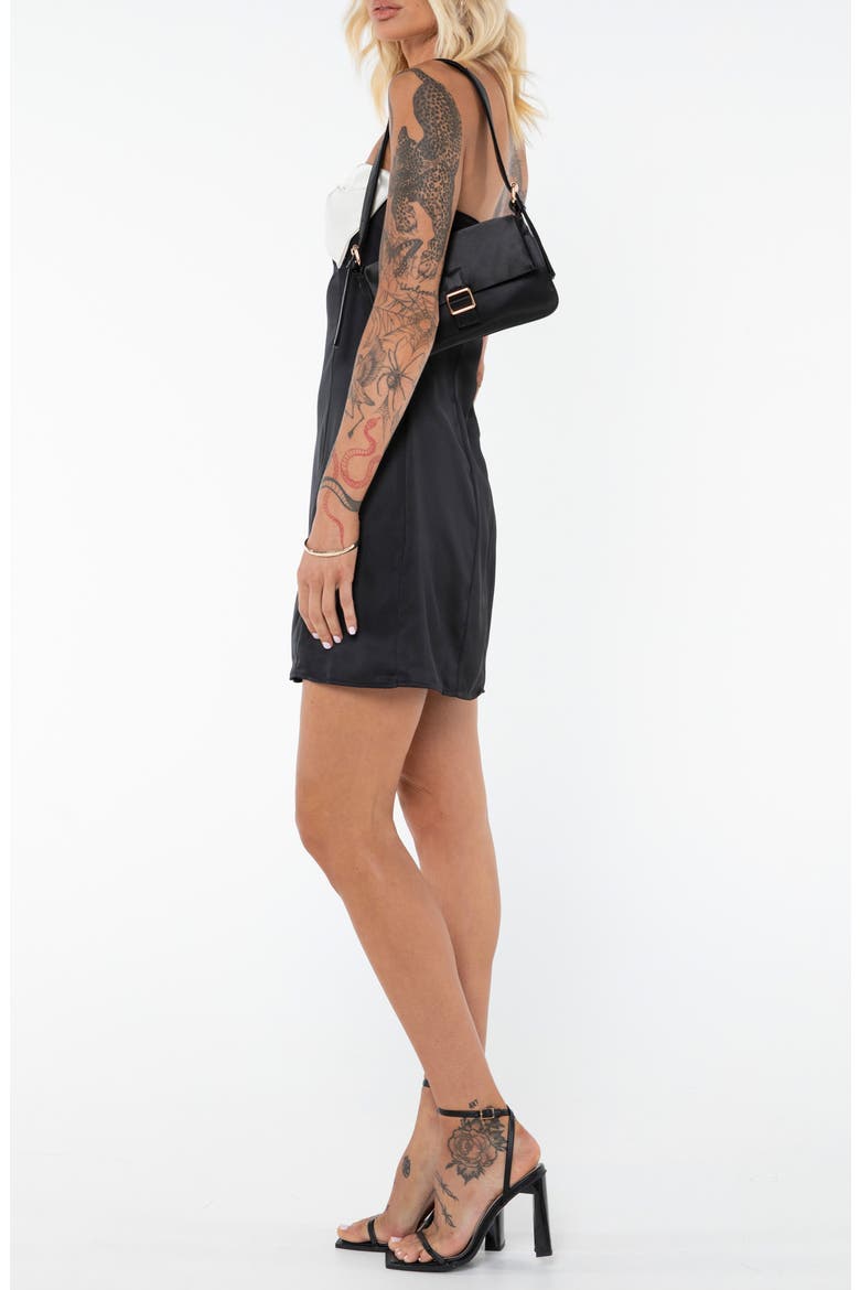 Kesy Bow Strapless Minidress, Alternate, color, BLACK