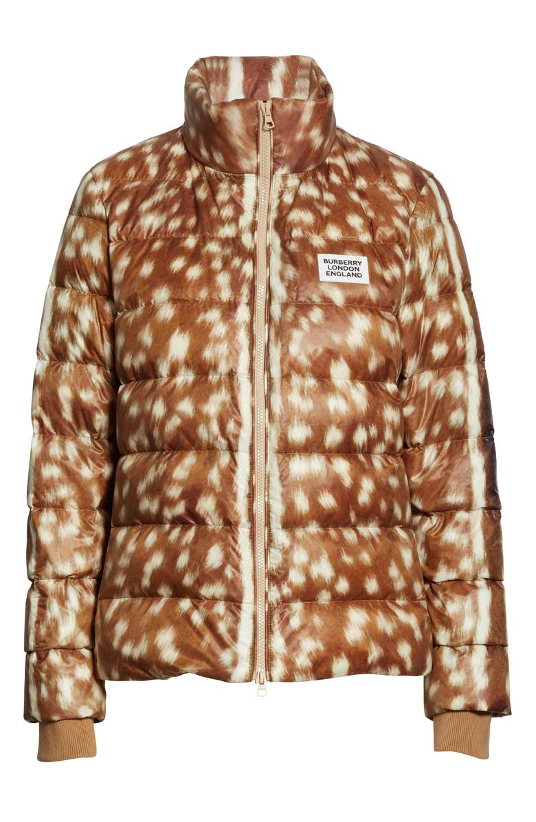 Burberry Colinton Deer Print Down Puffer Coat, Alternate, color, 