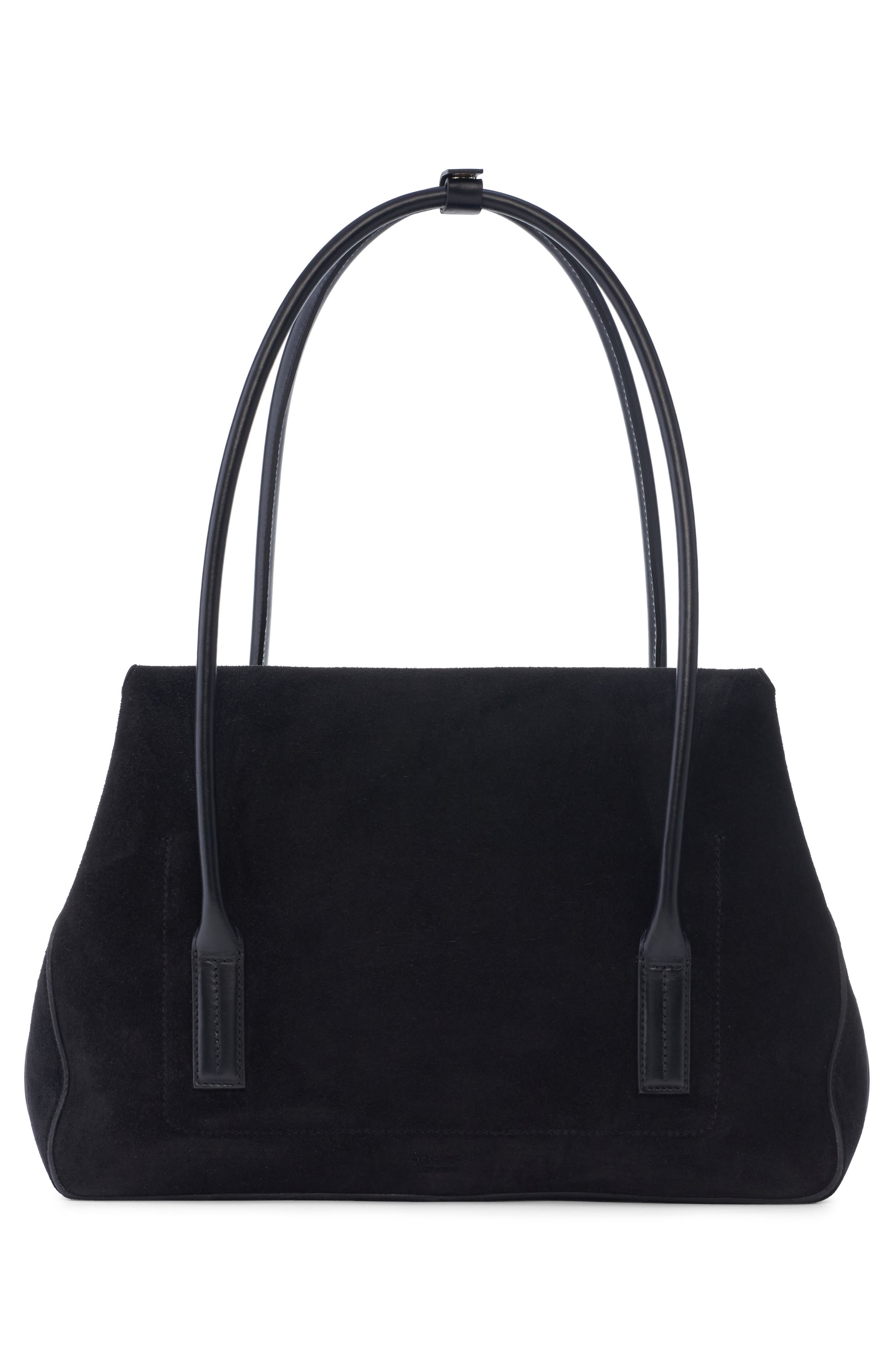 TOM FORD Medium Eclipse Suede Shoulder Bag, Alternate, color, Black