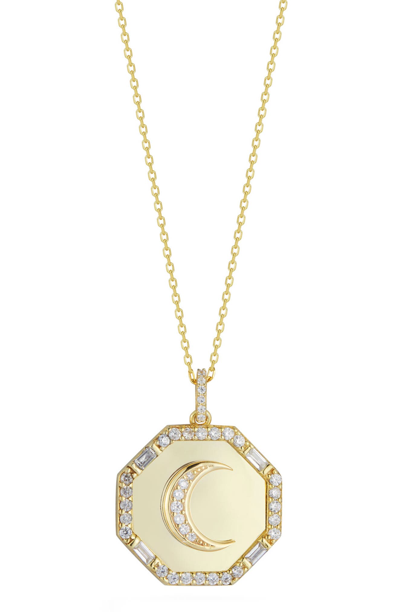 SPHERA MILANO Sterling Silver & CZ Moon Pendant Necklace
