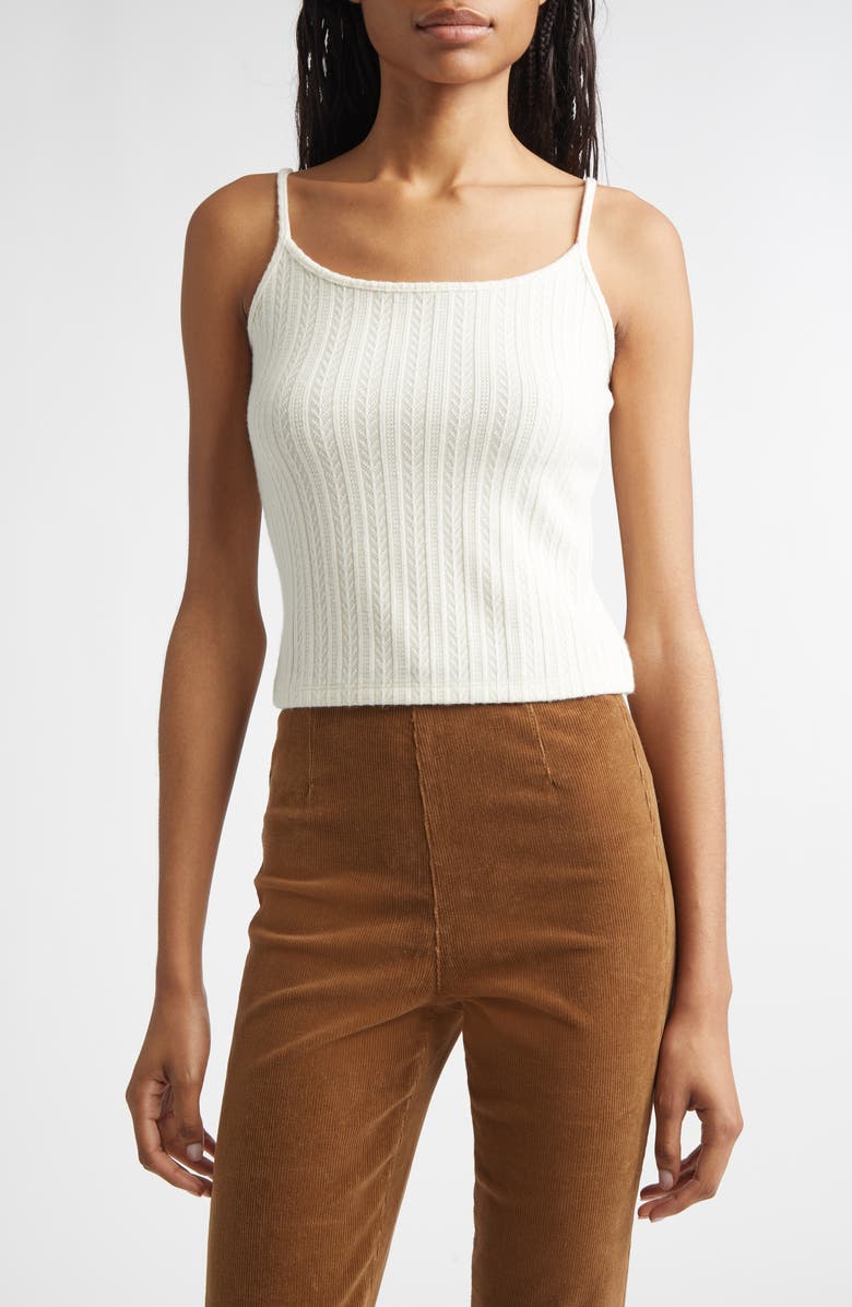 Veronica Beard Brodier Knit Camisole, Main, color, Ecru