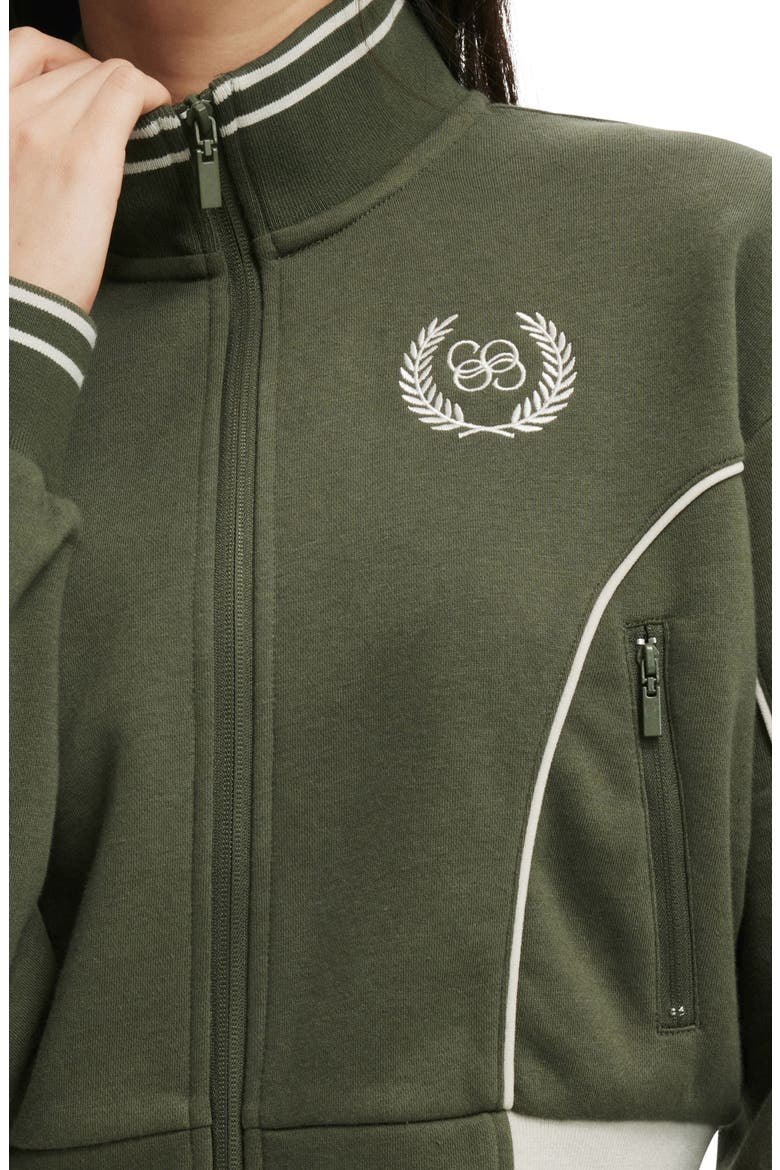 Cropped Track Jacket, Alternate, color, CO CREST / DARK OLIVE