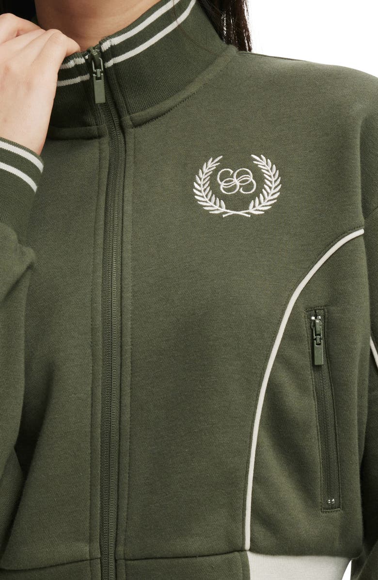 Cotton On Cropped Track Jacket, Alternate, color, Co Crest / Dark Olive
