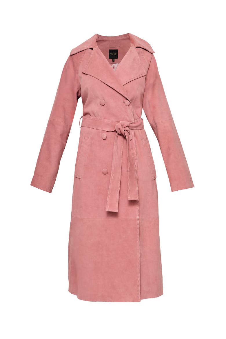 Candy Supersuede Trench Coat, Alternate, color, Mauve