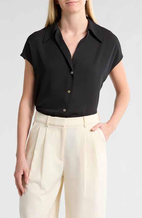 Vince Cap Sleeve Button Front Top
