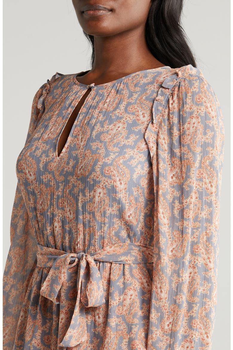 Verona Paisley Long Sleeve Silk Minidress, Alternate, color, SALTSEAMLT