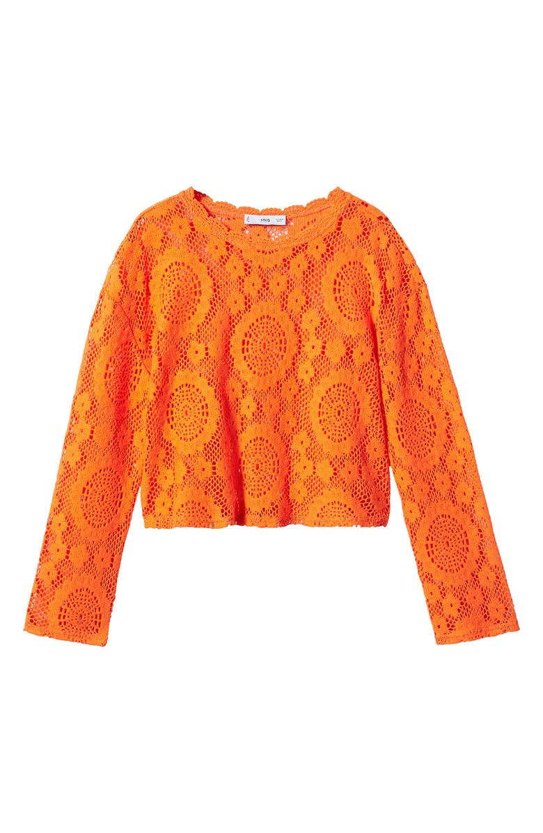 MANGO Openwork Long Sleeve Top, Alternate, color,