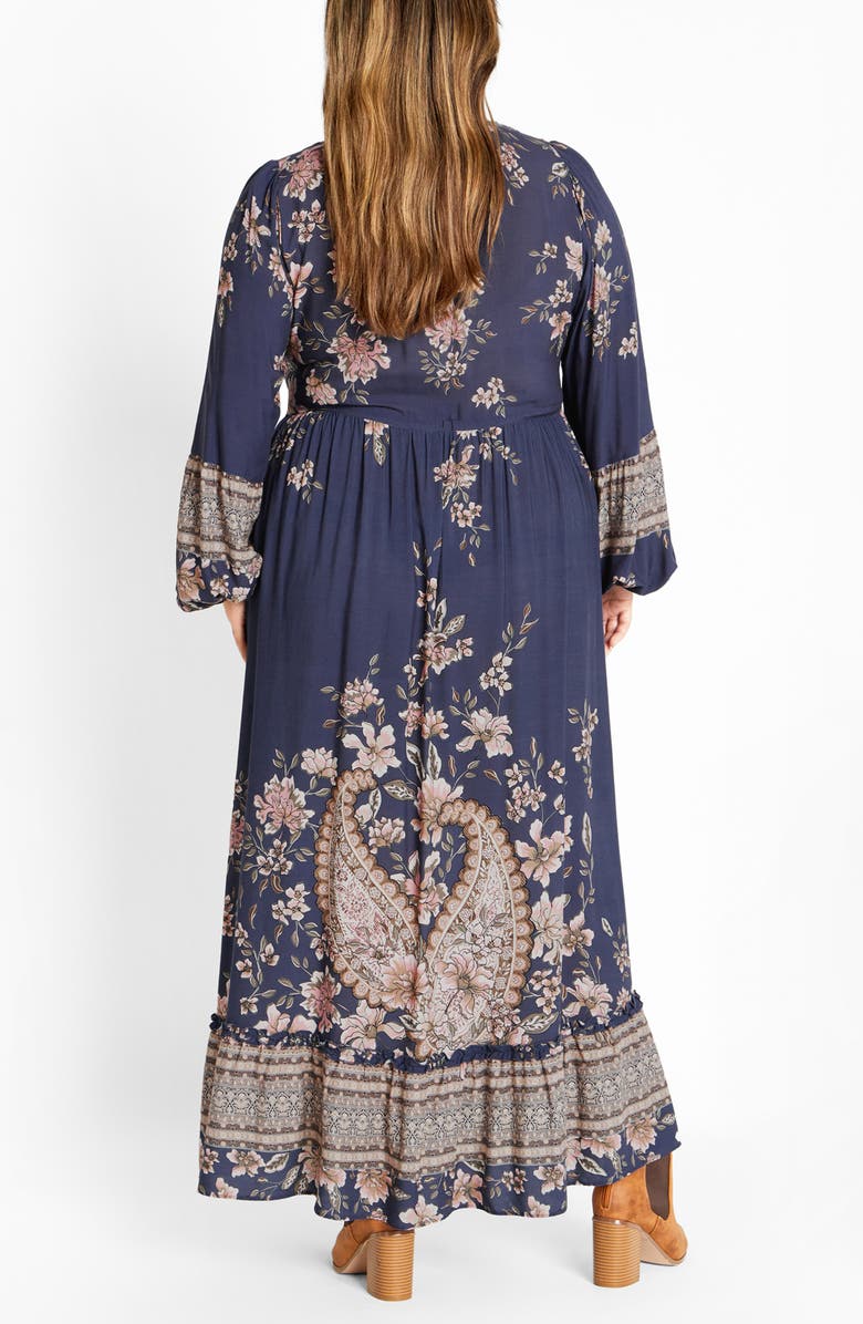 City Chic Destiny Floral Tie Waist Maxi Dress, Alternate, color, Paisley