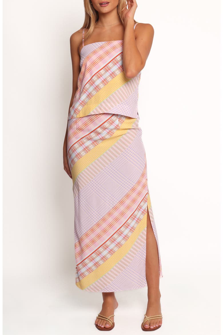 Riven Mixed Print Camisole & Maxi Skirt Set, Main, color, PINK PLAID