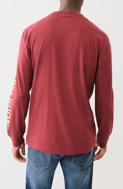 True Religion Foil Taping Long Sleeve Cotton Graphic T-shirt In Chocolate Truffle