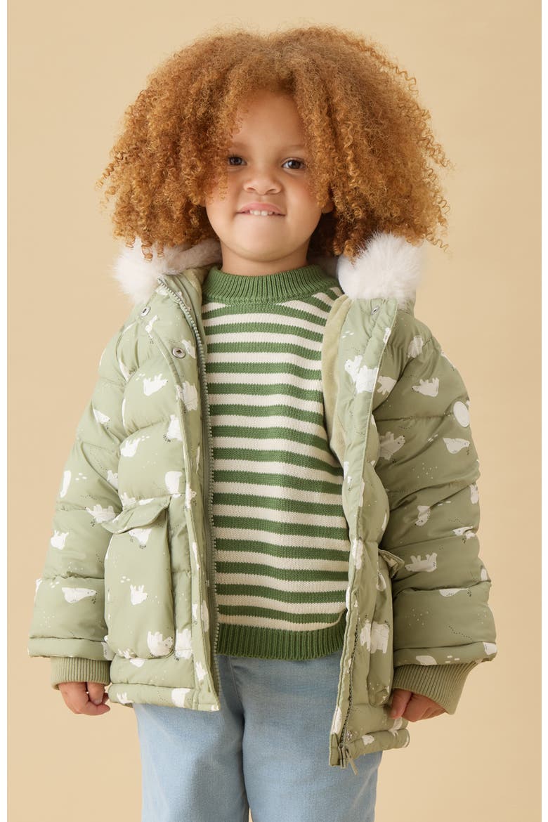 Polar Bear Quilted Jacket, Alternate, color, Tea & Polar Bear