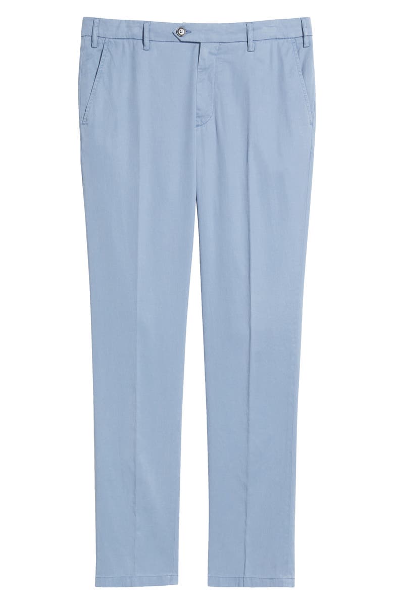 Canali Regular Fit Flat Front Comfort Twill Pants, Alternate, color, Light Blue
