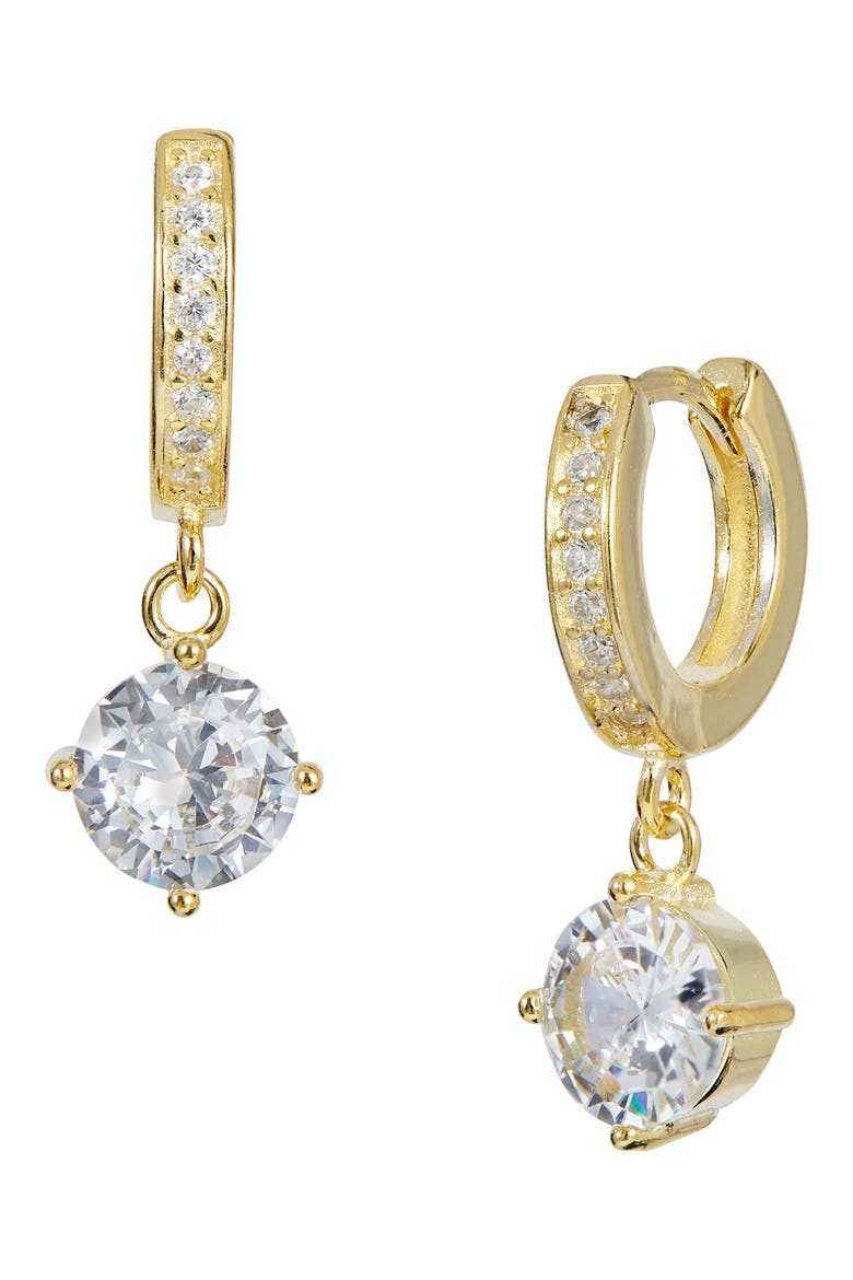 Pavé CZ Drop Earrings, Main, color, YELLOW