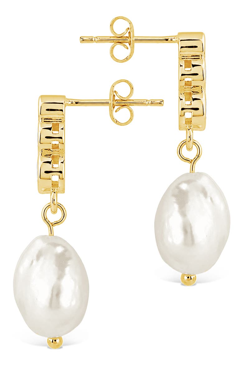 Simulated Pearl Drop Earrings, Alternate, color, GOLD