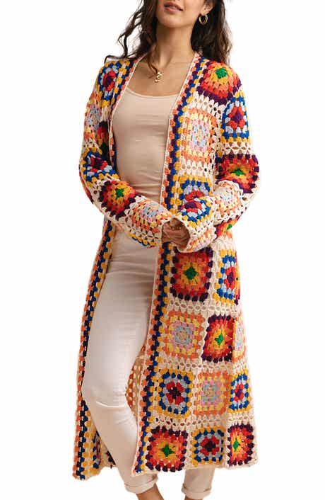 Granny Square Crochet Longline Cardigan