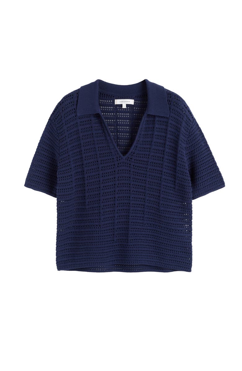 Chinti & Parker Cotton Crochet Shirt, Alternate, color, Navy