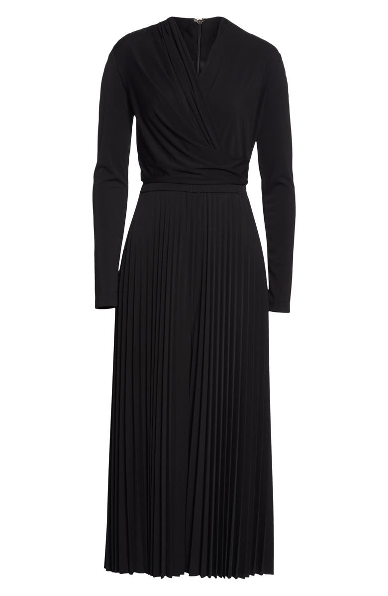 Max Mara Vieste Long Sleeve Pleated Wide Leg Jersey Jumpsuit, Alternate, color, 