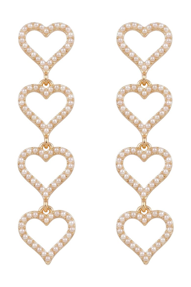 Chaia Heart Drop Earrings, Main, color, Gold