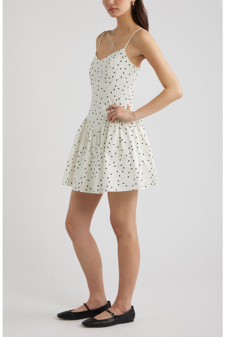 Polka Dot Cotton Minidress, Alternate, color, IVORY- BLACK EDIT DOT