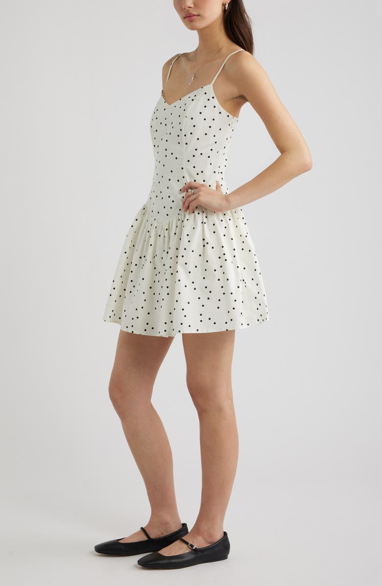 BP. Polka Dot Cotton Minidress, Alternate, color, Ivory- Black Edit Dot